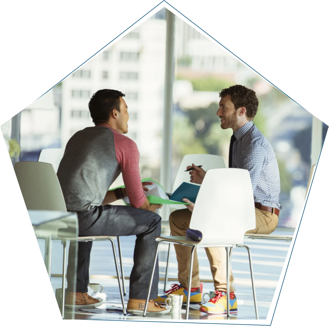 Two people having a meeting