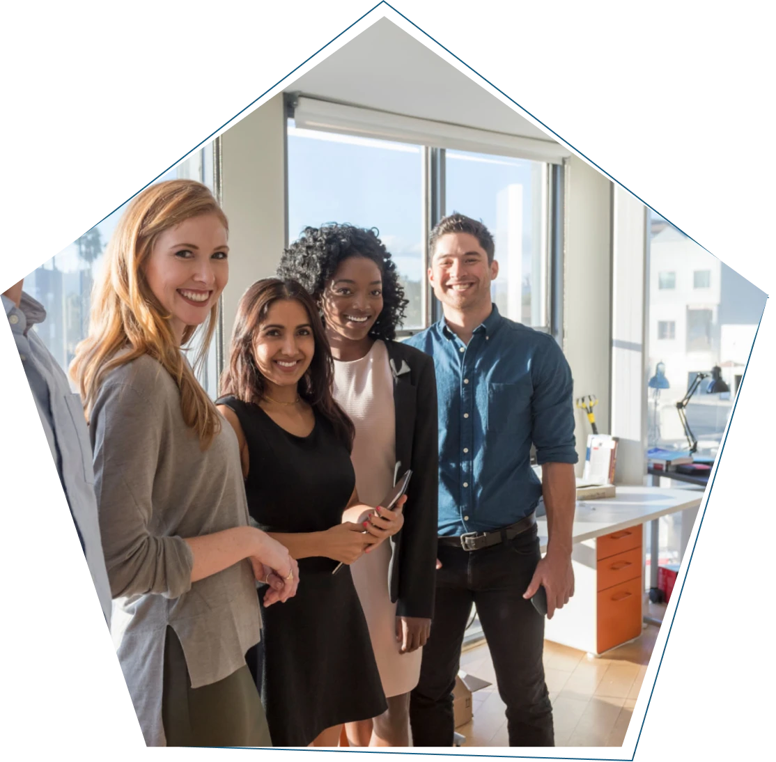 Group of colleagues in a bright office
