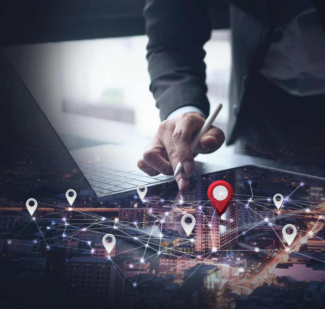 Digital map with multiple location pins